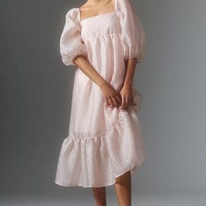 NWT Anthropologie Puff Pink Dress